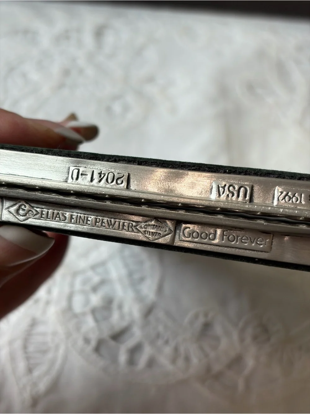 Elias Fine Pewter silver braided edge picture frame vintage 1992 USA